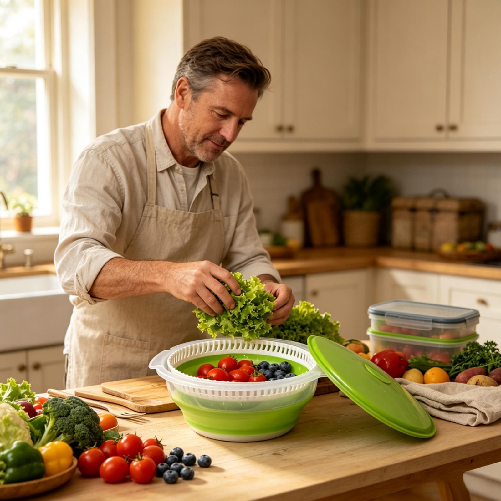 Salad Spinner - Centrifuga per insalata portatile pieghevole, asciugatrice